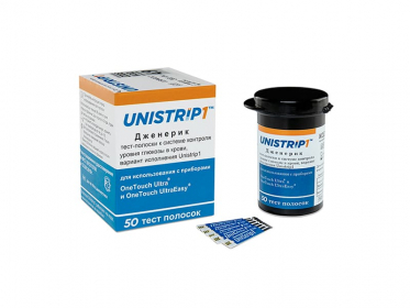 Тест-полоски Unistrip 1 для глюкометров (50 шт.)