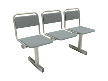 Секция стульев 3-х местная С4.80.01 (Пегас серый, каркас металлик), с мягкой обивкой кожзам