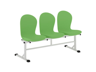 Секция стульев 3-х местная МСК-237.01 (полиэтилен салатовый, каркас белый)
