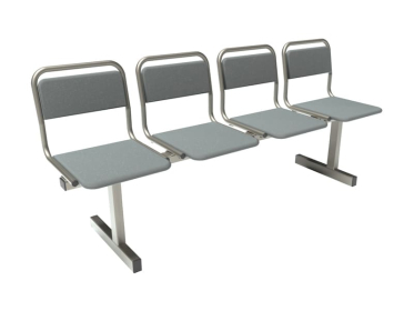 Секция стульев 4-х местная С4.80.02 (Пегас серый, каркас металлик), с мягкой обивкой кожзам