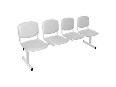 Секция стульев 4-х местная Техсервис М118 (белый), с мягкой обивкой кожзам