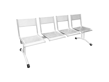 Секция стульев 4-х местная Техсервис М112-014 (белый), перфорированный металл