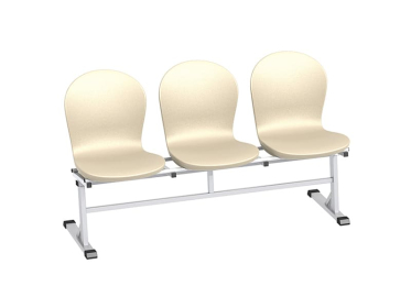 Секция стульев 3-х местная МСК-237.01 (полиэтилен бежевый, каркас белый)