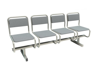 Секция стульев 4-х местная С4.30.05 (Пегас серый, каркас металлик), с мягкой обивкой кожзам