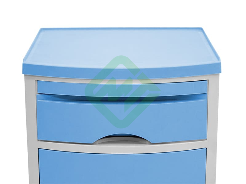 Тумба медицинская подкатная МЕТ TL-220 (с выдвижным столиком, фасад синий)