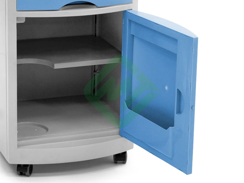 Тумба медицинская подкатная МЕТ TL-220 (с выдвижным столиком, фасад синий)