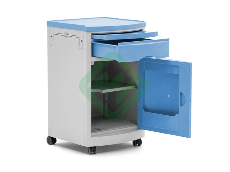 Тумба медицинская подкатная МЕТ TL-220 (с выдвижным столиком, фасад синий)