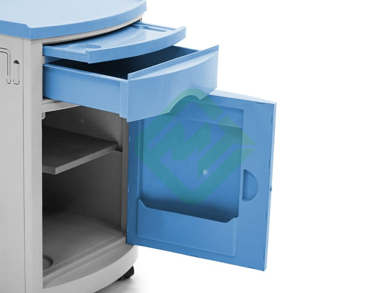 Тумба медицинская подкатная МЕТ TL-220 (с выдвижным столиком, фасад синий)